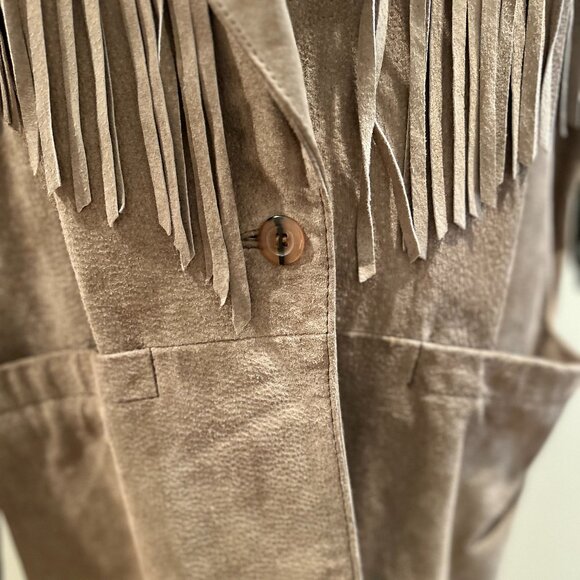 Vintage 80s Adam Douglass Suede Leather Fringe Jacket - Size S - Picture 5 of 8